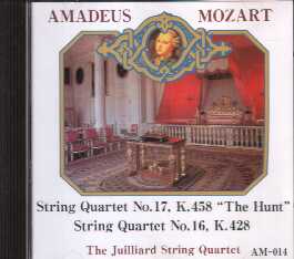 Mozart  弦楽四重奏曲第16/17/18/19番（ジュリアード弦楽四重奏団1966年）　これはSEEM A014